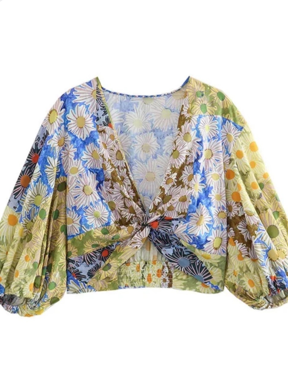 Zara floral wrap top size xsmall cotton fabric